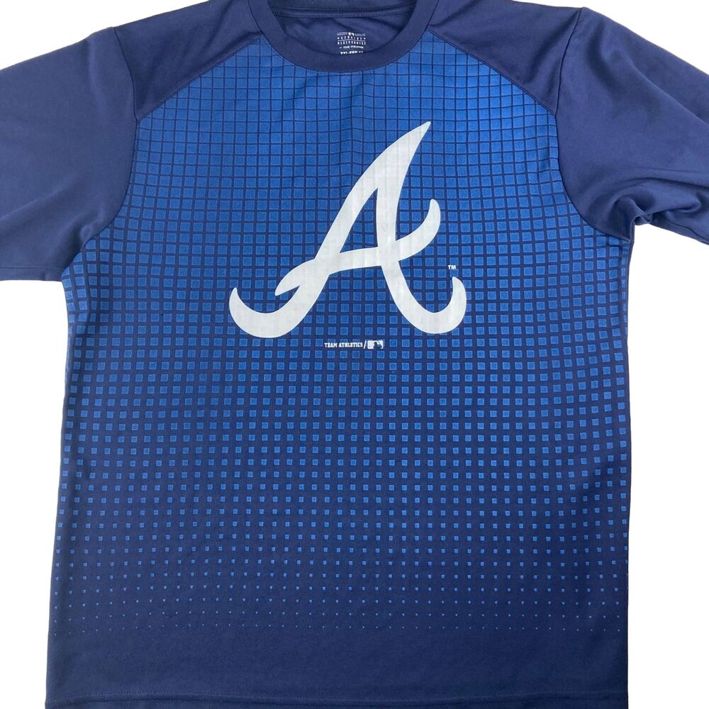 Atlanta Braves Shirt Boys XXL 18 Blue MLB Graphic Tee Team Athletics Polyester